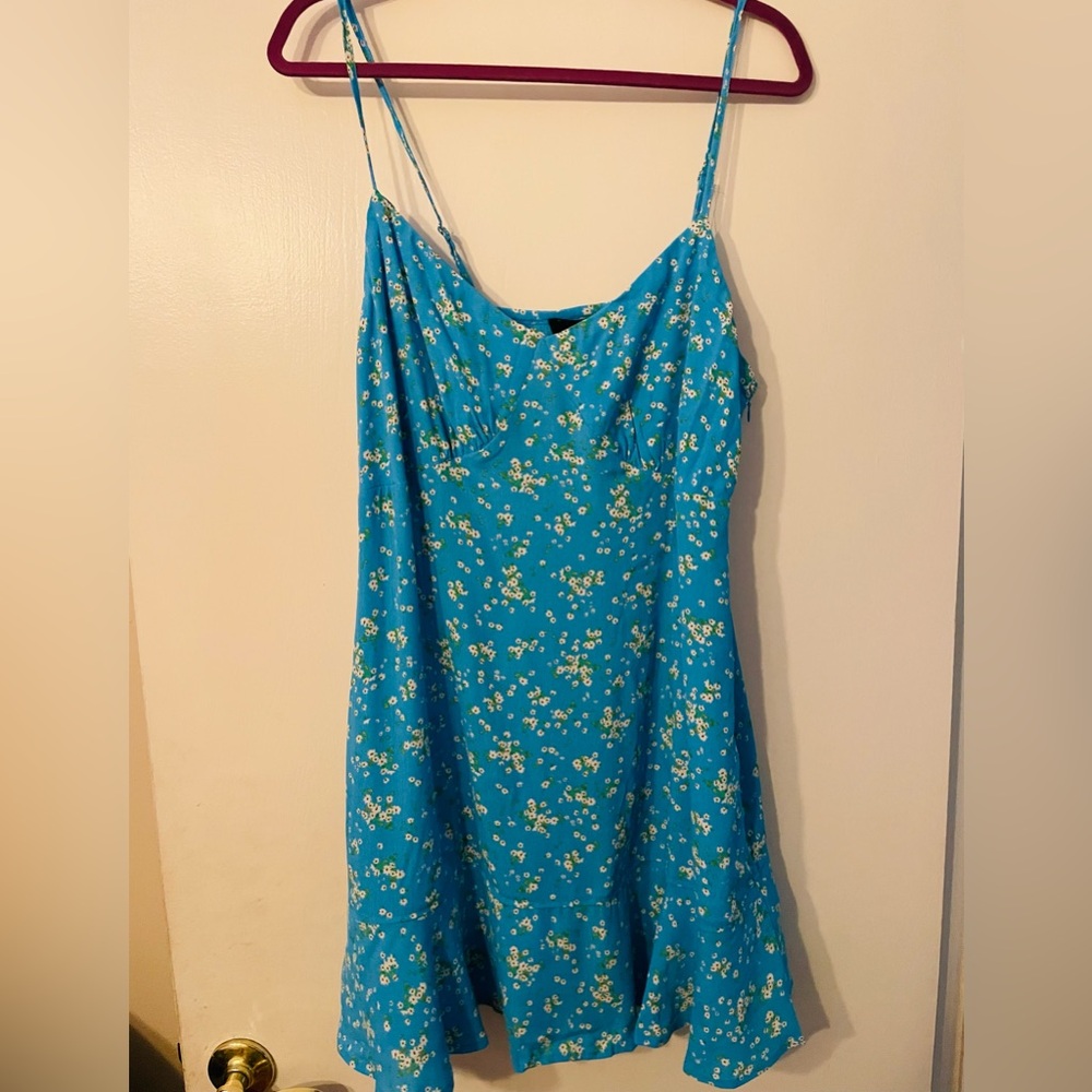 Forever 21 Ditsy Floral Blue Print Spaghetti Strap Dress NWT SZ OX